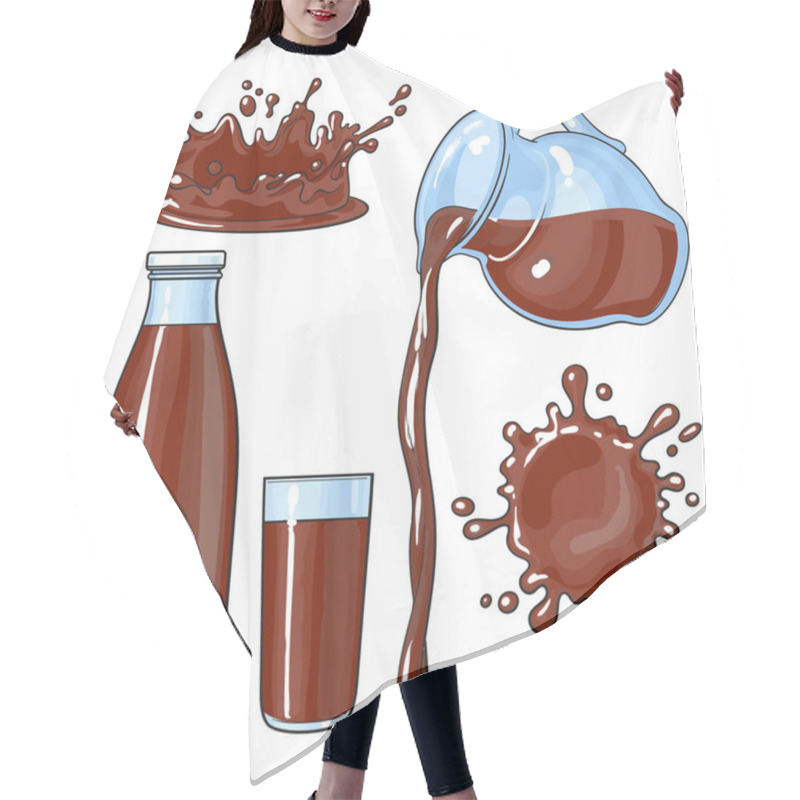 Personality  Splashing And Pouring Chocolate Milk, Cocoa Drink, Bottle, Jug, Glass Hair Cutting Cape