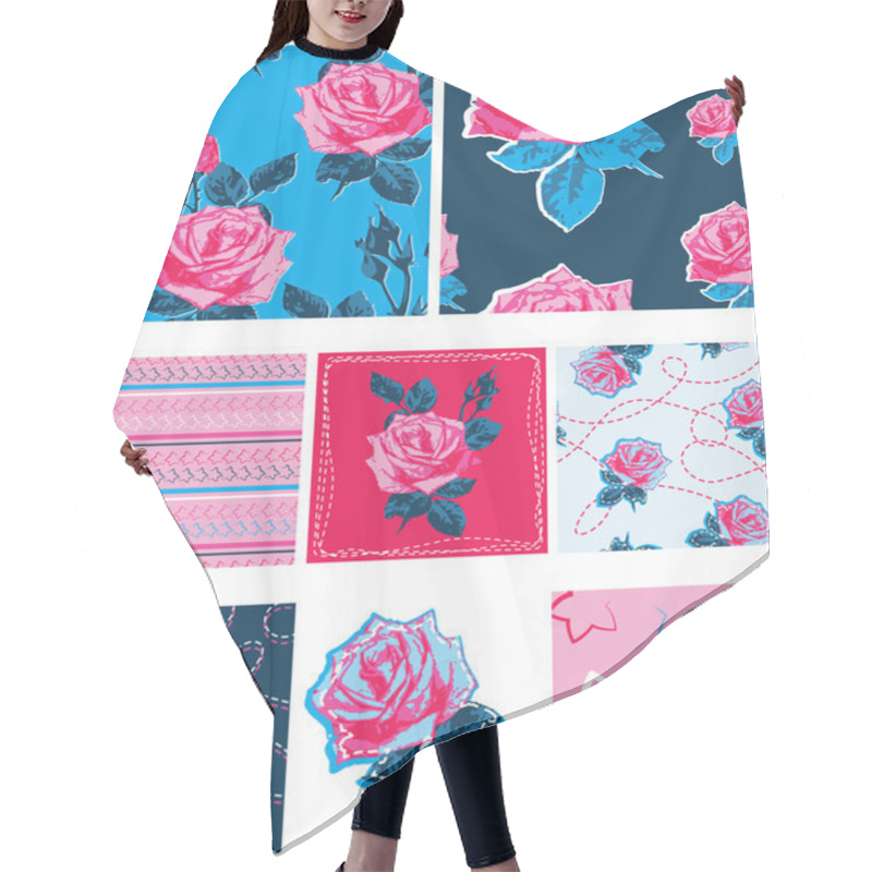 Personality  Bold Floral Rose Vector Patterns Hair Cutting Cape