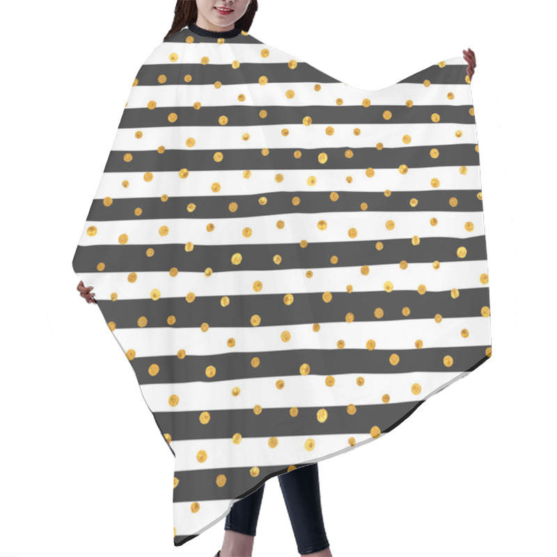 Personality  Seamless Pattern Of Random Gold Dots. Hair Cutting Cape