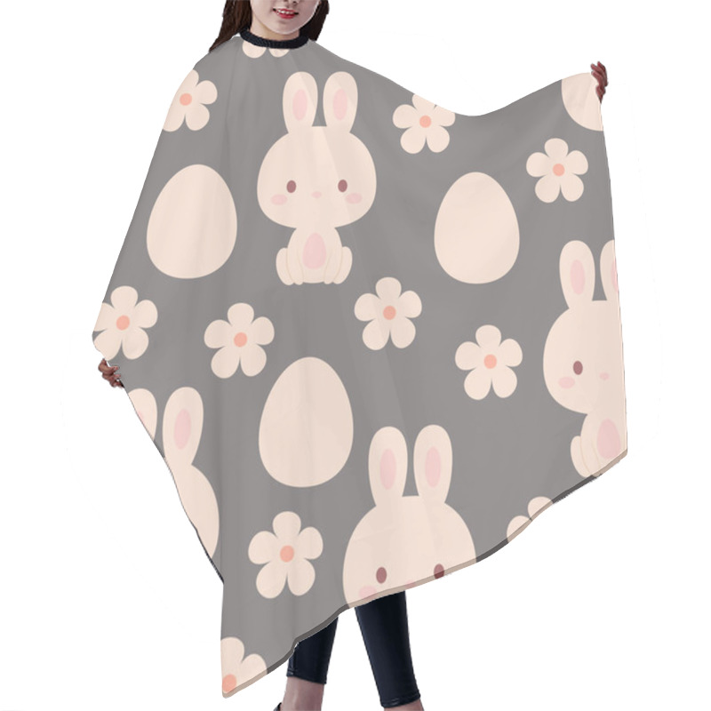 Personality  Kawaii Bunny, Easter Eggs, And Flowers Seamless Pattern. Easter Pattern Design. Vector Art. Hair Cutting Cape