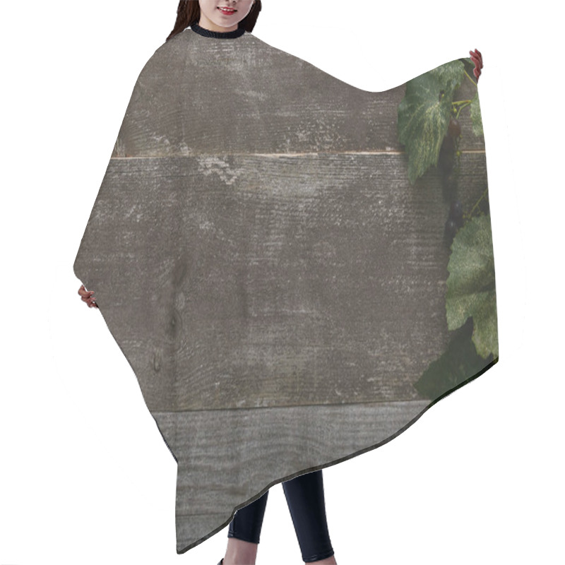 Personality  Top View Of Fresh Green Leaves On Rustic Wooden Background Hair Cutting Cape