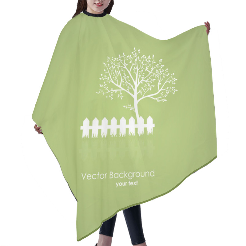 Personality  Summer Garden With A Tree And A Light Fence. Vector Green Backgr Hair Cutting Cape