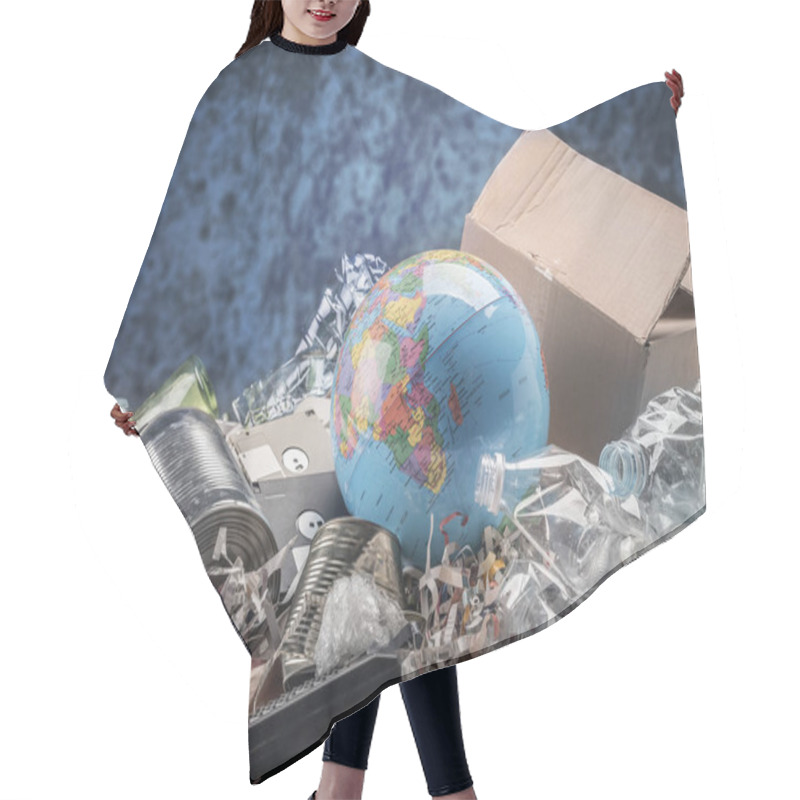 Personality  Earth Globe On Trash Heap Hair Cutting Cape