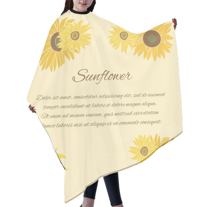 Personality  Sunflower Vector Greeting Card On The Bright Background Hair Cutting Cape