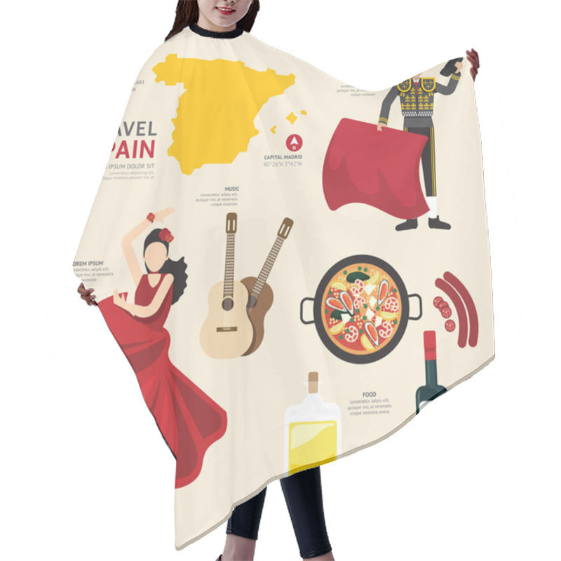 Personality  Flat Icons Of Travel Concept Hair Cutting Cape