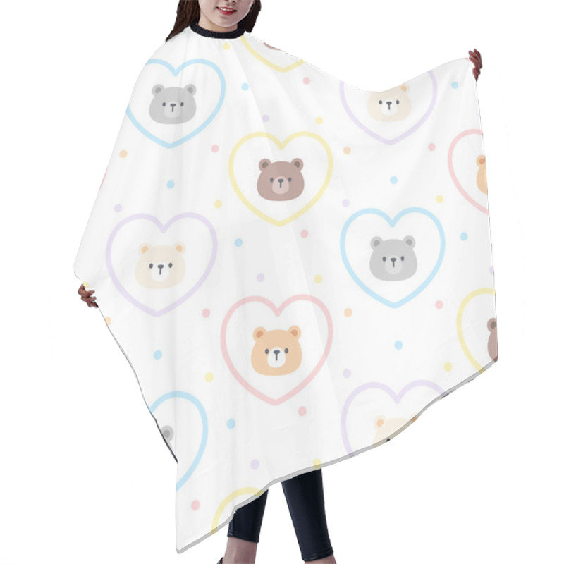 Personality  Cute Bear And Heart Seamless Background Repeating Pattern, Wallpaper Background, Cute Seamless Pattern Background Hair Cutting Cape