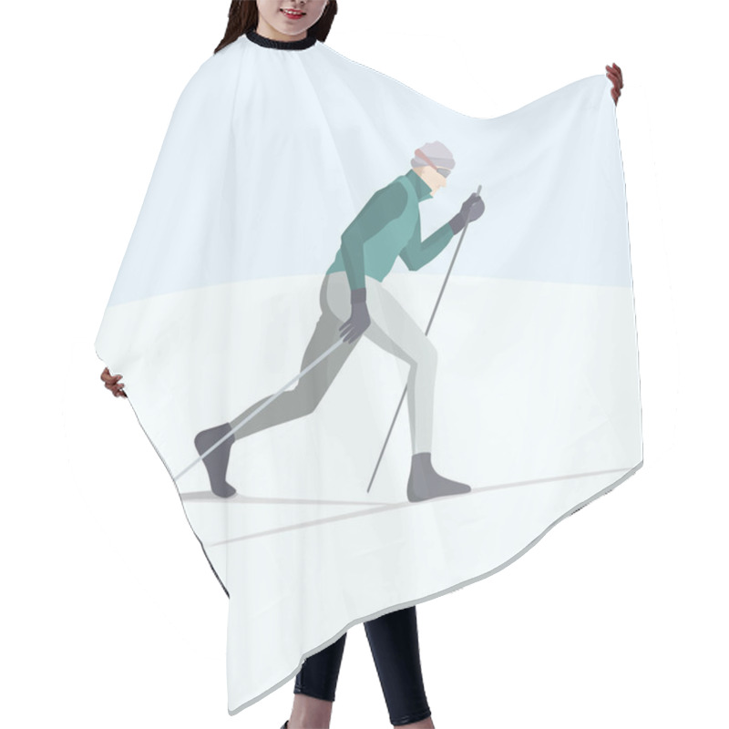 Personality  Vector Illustration Of A Skier Hair Cutting Cape