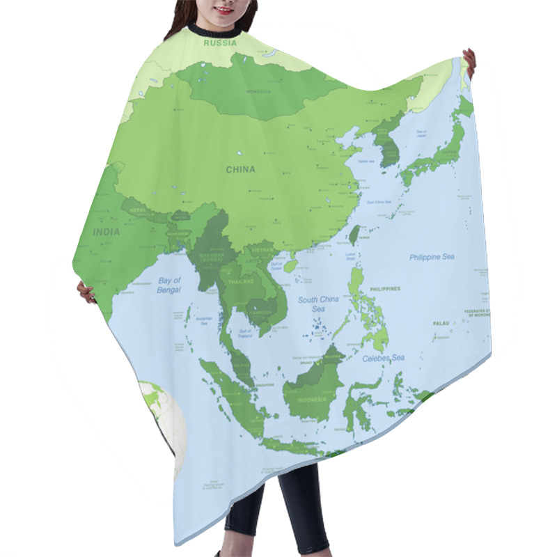 Personality  High Detail Vector Map Of Far East Asia Hair Cutting Cape