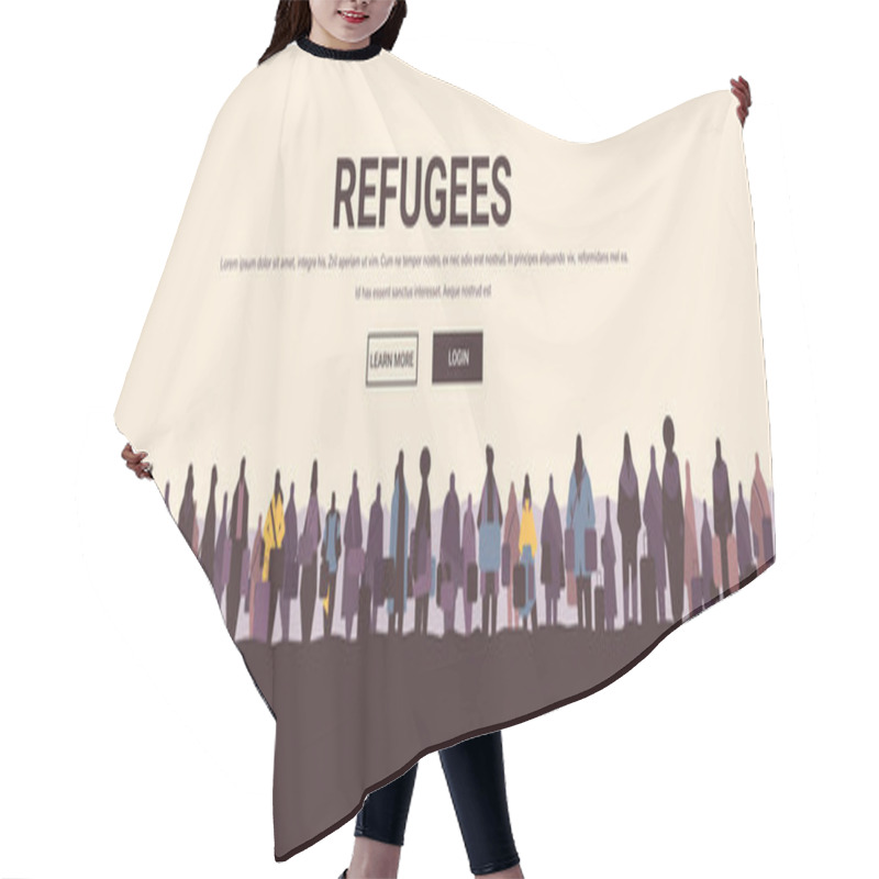 Personality  Ukrainian Refugees With Things Rush To Border Fleeing Russian Aggression Against Ukraine Stop War Concept Hair Cutting Cape