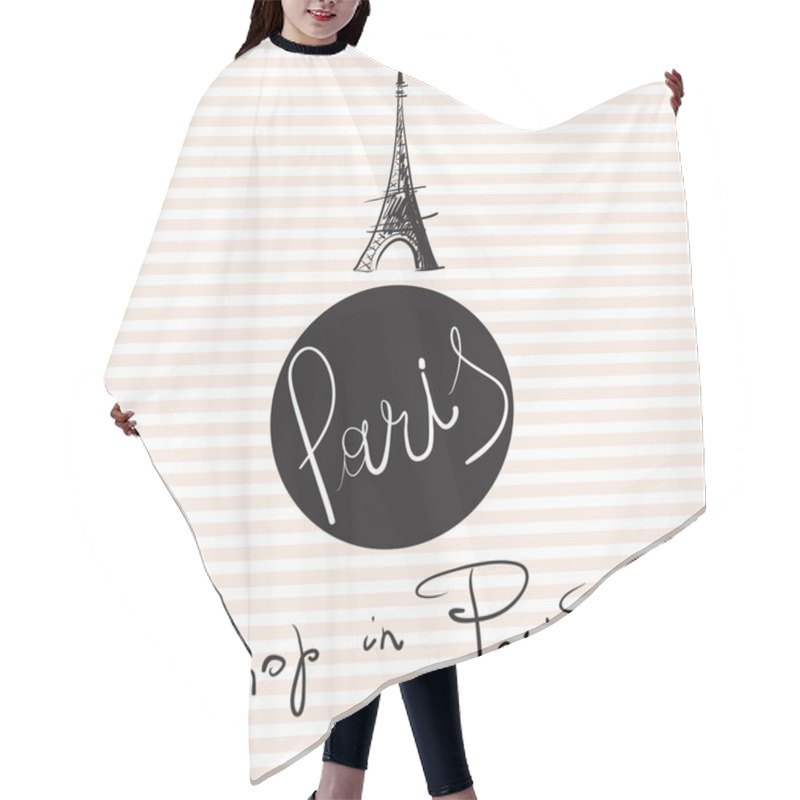 Personality  Hand Drawn Eiffel Tower Hair Cutting Cape