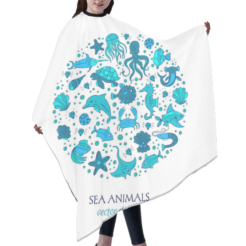 Personality  Sea Animals Circle Hair Cutting Cape