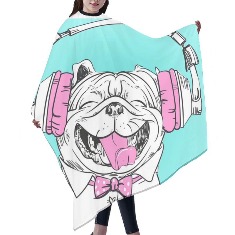 Personality  Cute Portrait Of A Dog Hair Cutting Cape