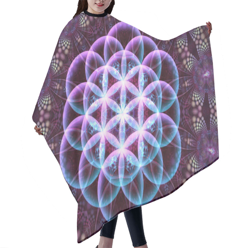 Personality  Beautiful Mandala. Abstract Fractal Patterns And Shapes. Infinite Universe.Mysterious Psychedelic Relaxation Pattern.  Sacred Geometry. Bright Colors In The Hippie Style. Hair Cutting Cape