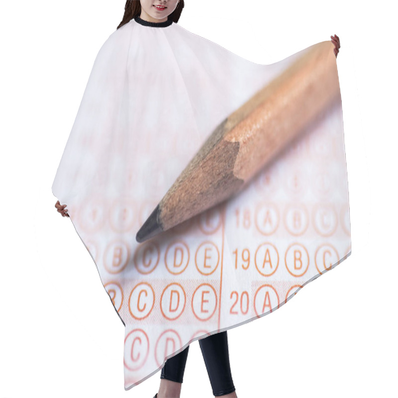 Personality  Blank Answer Sheet With Pencil Close Up Hair Cutting Cape