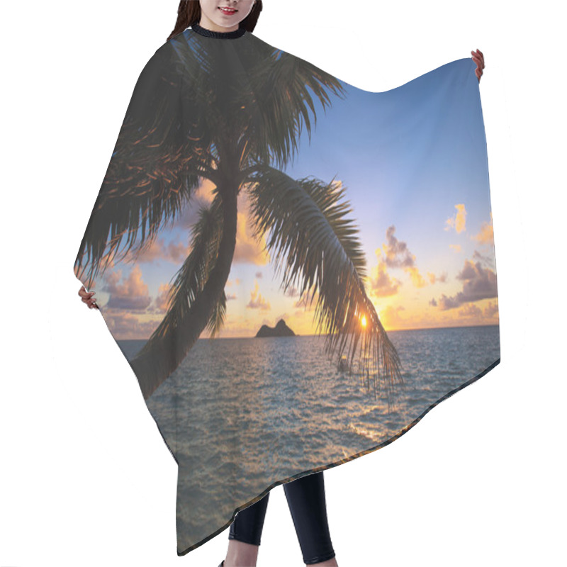 Personality  Pacific Sunrise Through The Coconut Palms Hair Cutting Cape