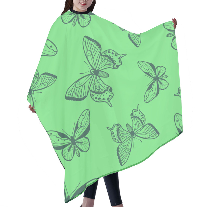 Personality  Butterflies Seamless Pattern. Hair Cutting Cape