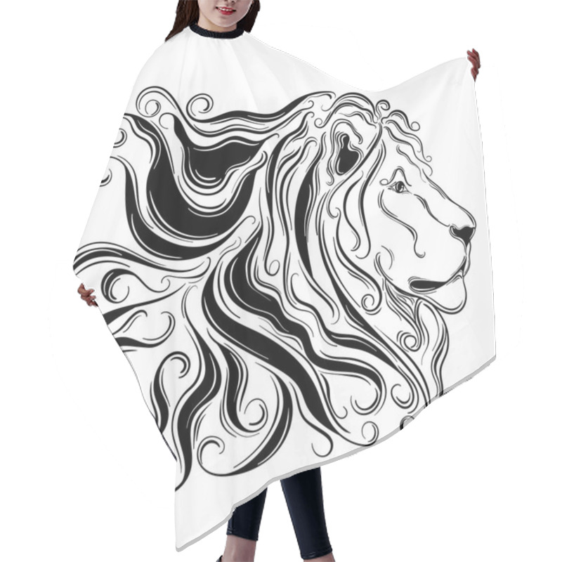 Personality  Lion Doodle Illustration Hair Cutting Cape