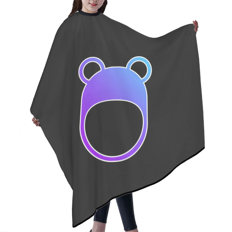 Personality  Bear Hat Blue Gradient Vector Icon Hair Cutting Cape