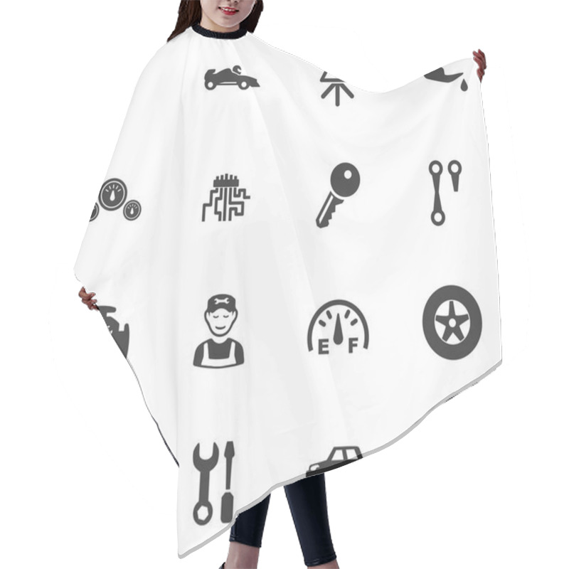 Personality  Car Service Icon Set Hair Cutting Cape