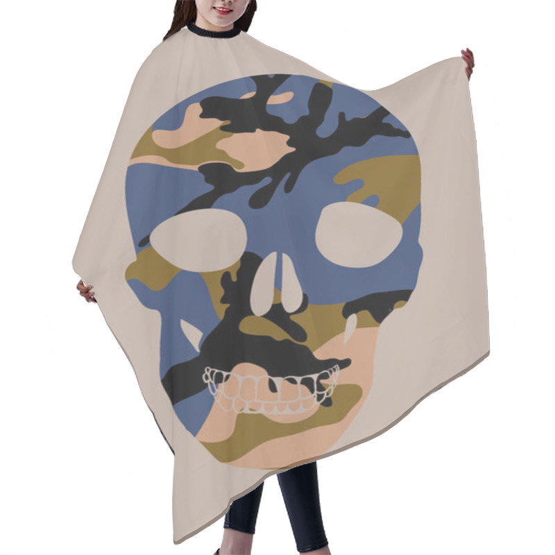 Personality  Skull With Camouflage Pattern Hair Cutting Cape