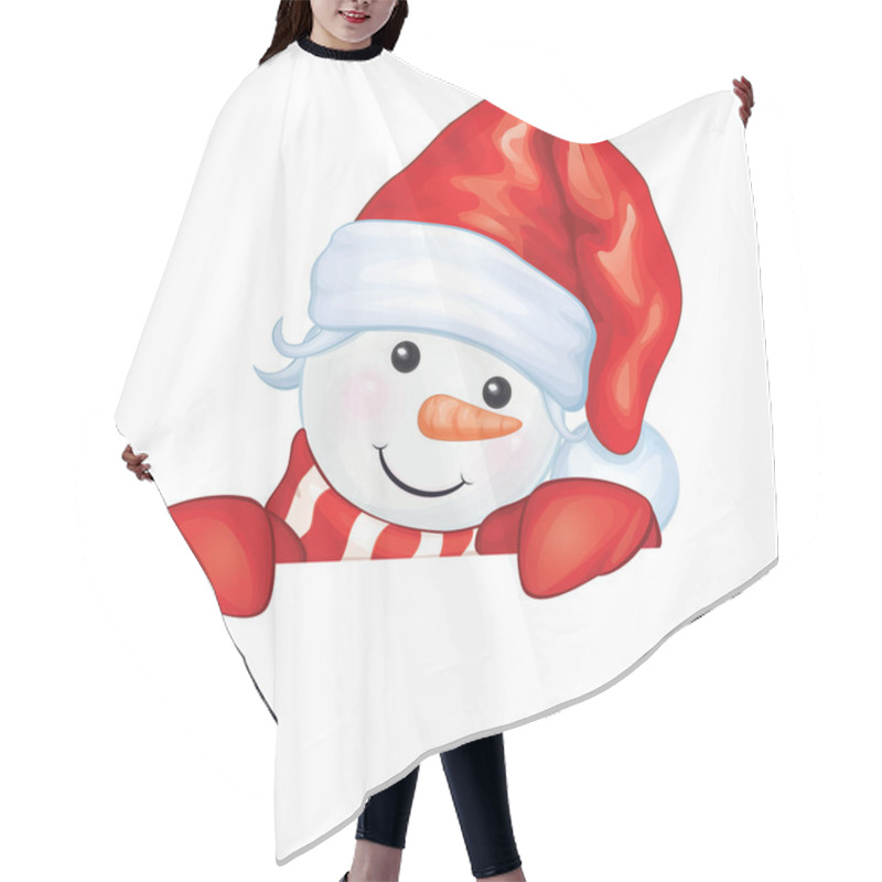 Personality  Snowman Hiding By Blank Hair Cutting Cape