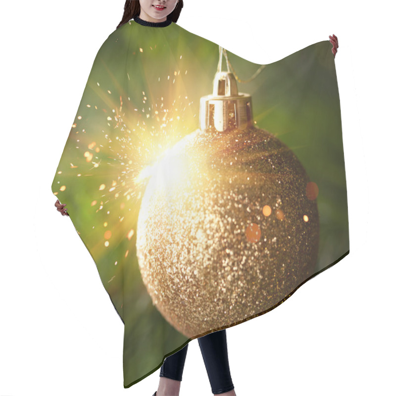 Personality  Christmas Ornament Ball With Shiny Sparks Hair Cutting Cape