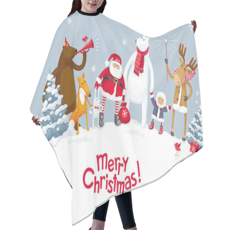 Personality  Merry Christmas Party In The Forest Hair Cutting Cape