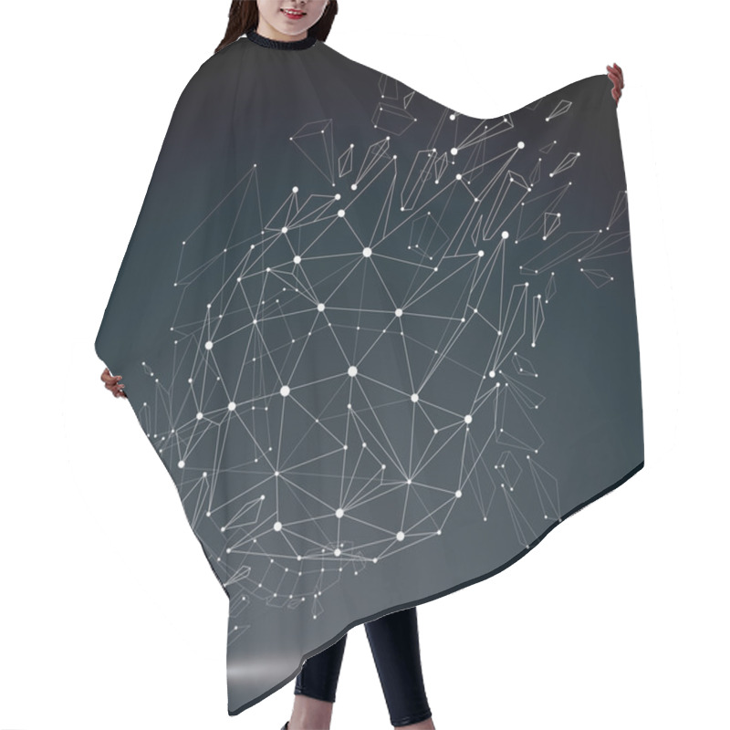 Personality  Wireframe Object Broken Into Particles Hair Cutting Cape