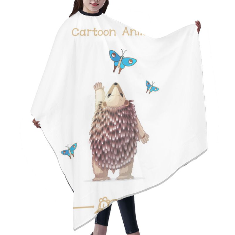 Personality   Toons Series Cartoon Animals: Hedgehog And Butterflies Hair Cutting Cape