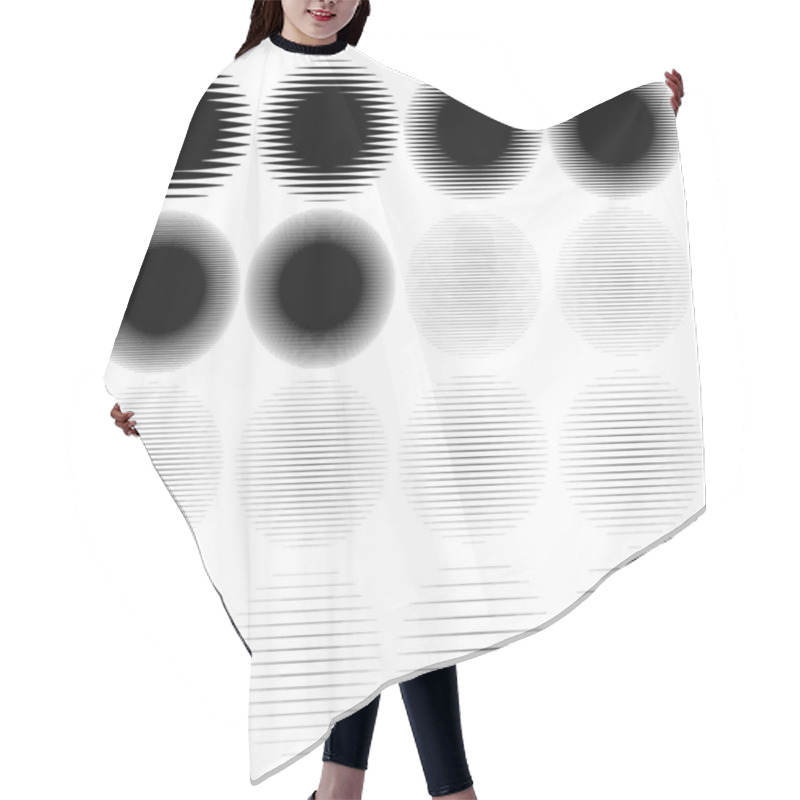 Personality  Set Of Abstract Line Circles. Lines Halftone Circle Element. Par Hair Cutting Cape