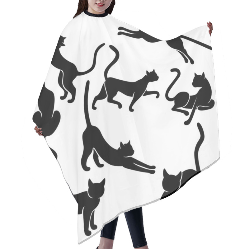 Personality  Eight Silhouettes Of Funny Cats Hair Cutting Cape