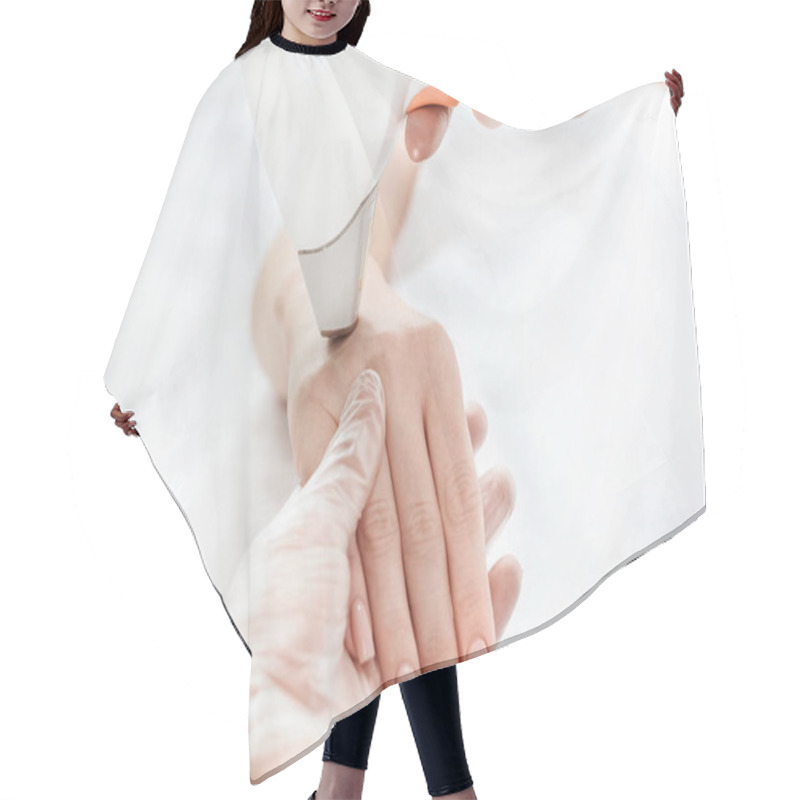 Personality  Woman Receiving Laser Treatment  Hair Cutting Cape