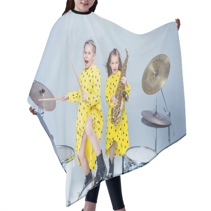 Personality  The Teen Music Band Performing In A Recording Studio Hair Cutting Cape