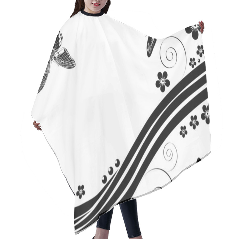 Personality  Black Flower And Butterfly Decoration Hair Cutting Cape