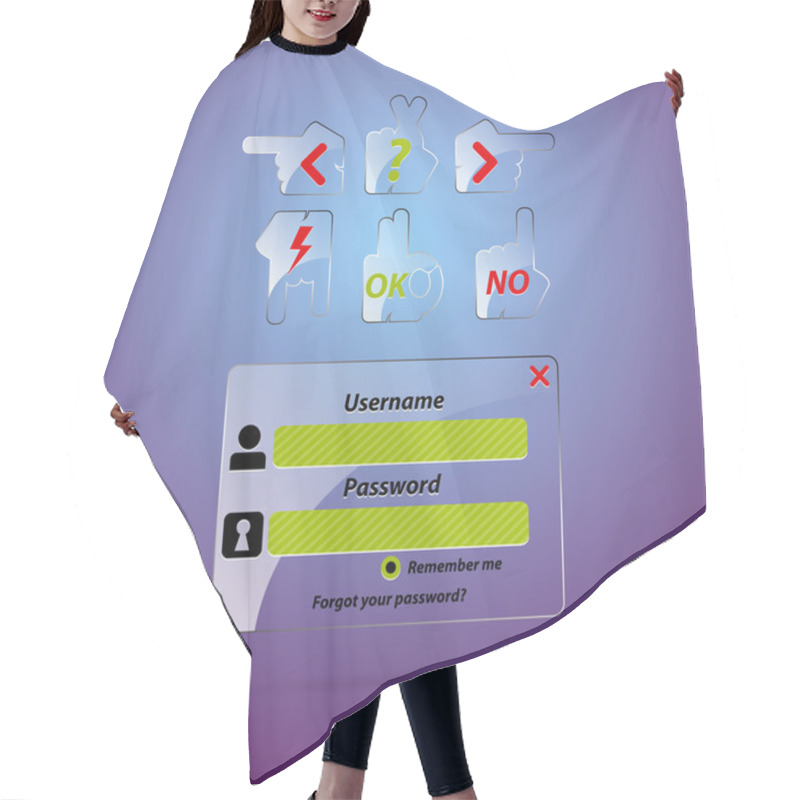 Personality  Vector Web Login Form Hair Cutting Cape