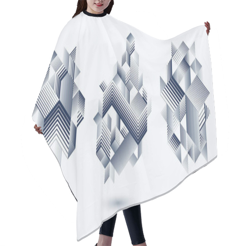 Personality  3D Cubes And Triangles Lined Stripy Abstract Vector Backgrounds  Hair Cutting Cape