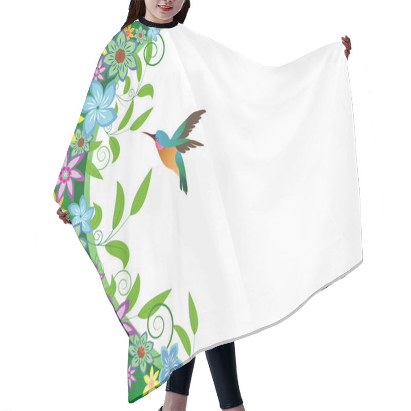 Personality  Background With Hummingbird And Flowers Hair Cutting Cape