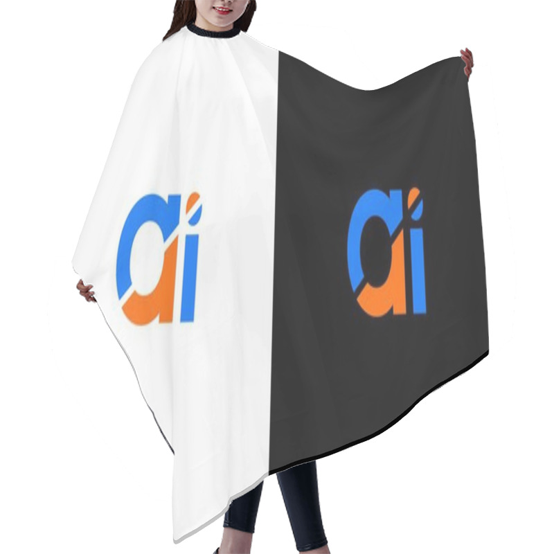 Personality  AI Technology Logo On Contrasting Black And White Backgrounds Hair Cutting Cape