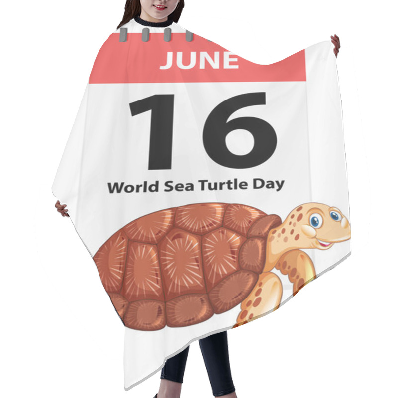 Personality  Illustration Of A Turtle With A Calendar Date Hair Cutting Cape