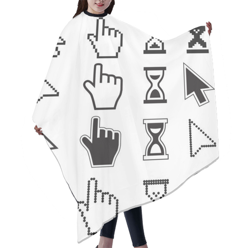 Personality  Pixel Cursors Icons- Mouse Hand Arrow Hourglass.  Hair Cutting Cape