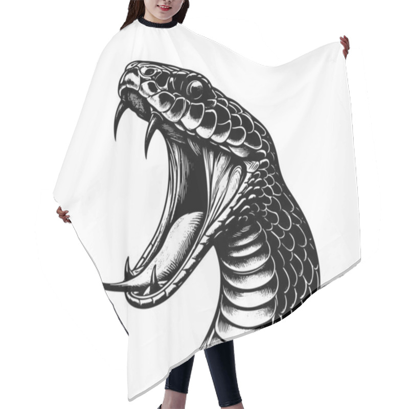 Personality  Black Mamba Snake Hand Drawn Vector Graphic Asset Hair Cutting Cape