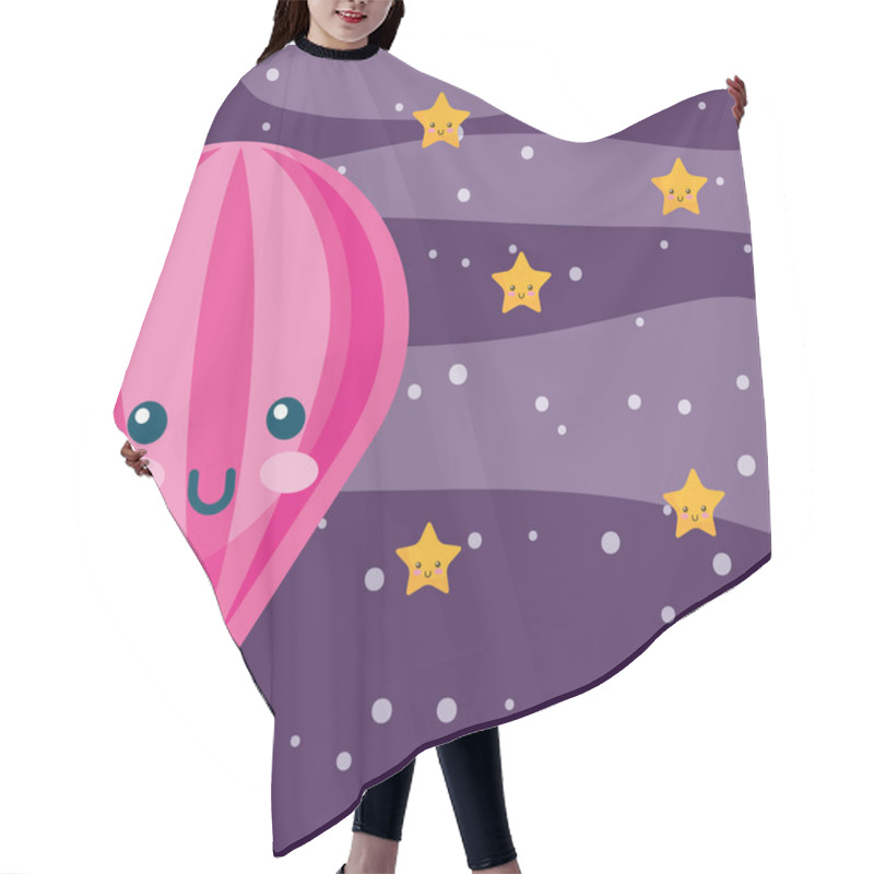 Personality  Hot Air Balloon Cartoon Flying In Sky Night Stars Weather Hair Cutting Cape