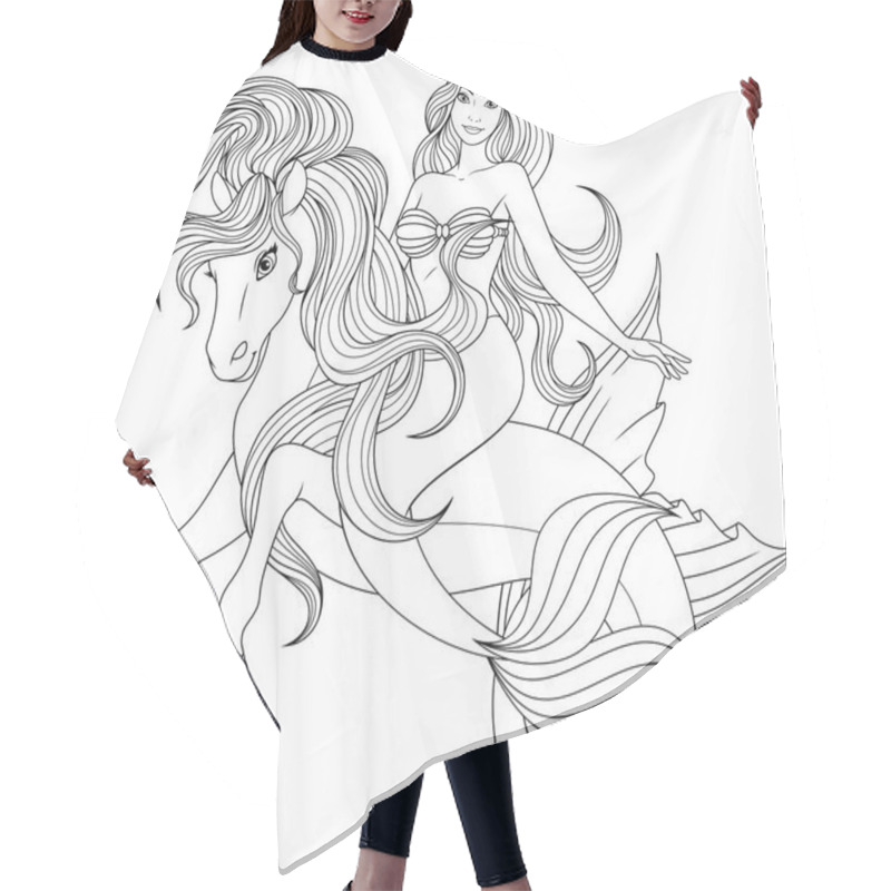 Personality  Beautiful Mermaid On Horse Hair Cutting Cape