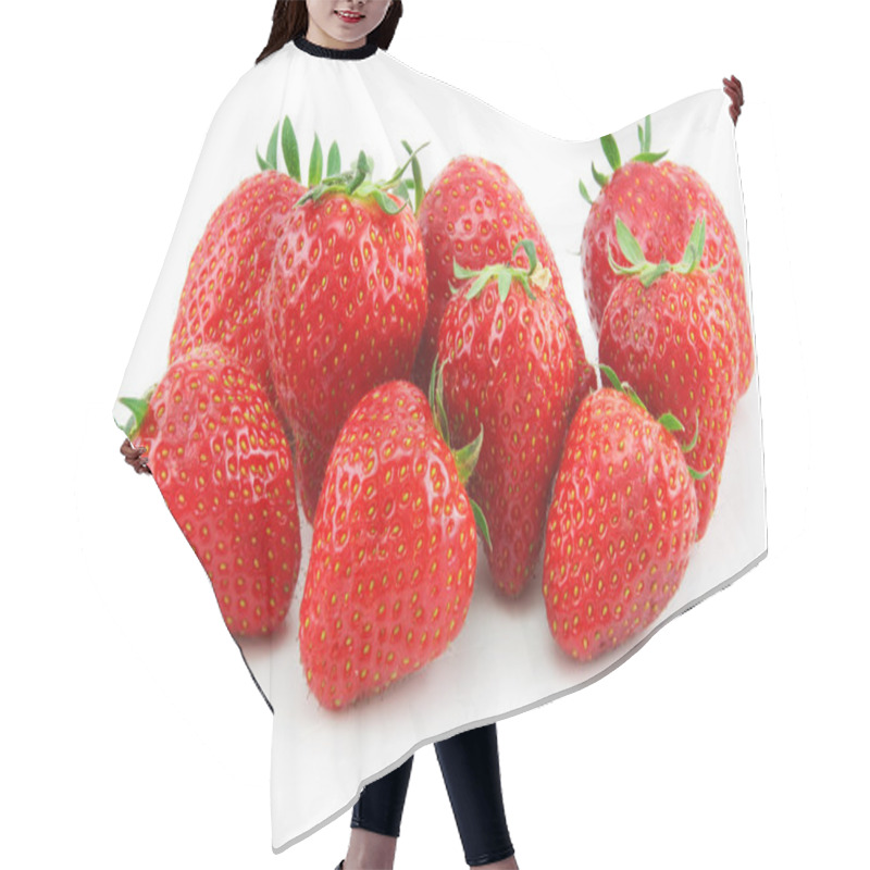 Personality  Ripe Strawberries In Basket Isolated On Hair Cutting Cape