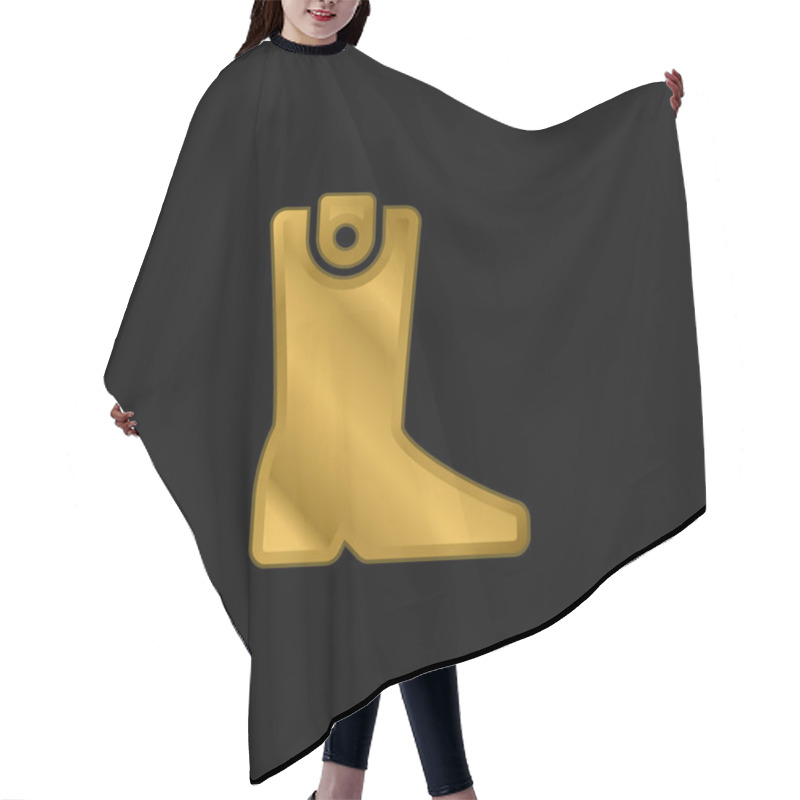 Personality  Boot Gold Plated Metalic Icon Or Logo Vector Hair Cutting Cape