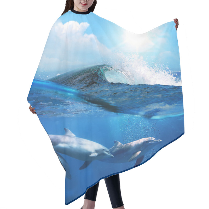 Personality  Dolphins Swimming Underwater Hair Cutting Cape