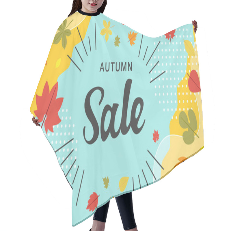 Personality  Autumn New Life, Autumn Sale Vector Background Illustration Material Of Autumn Leaves And Blue Sky Hair Cutting Cape