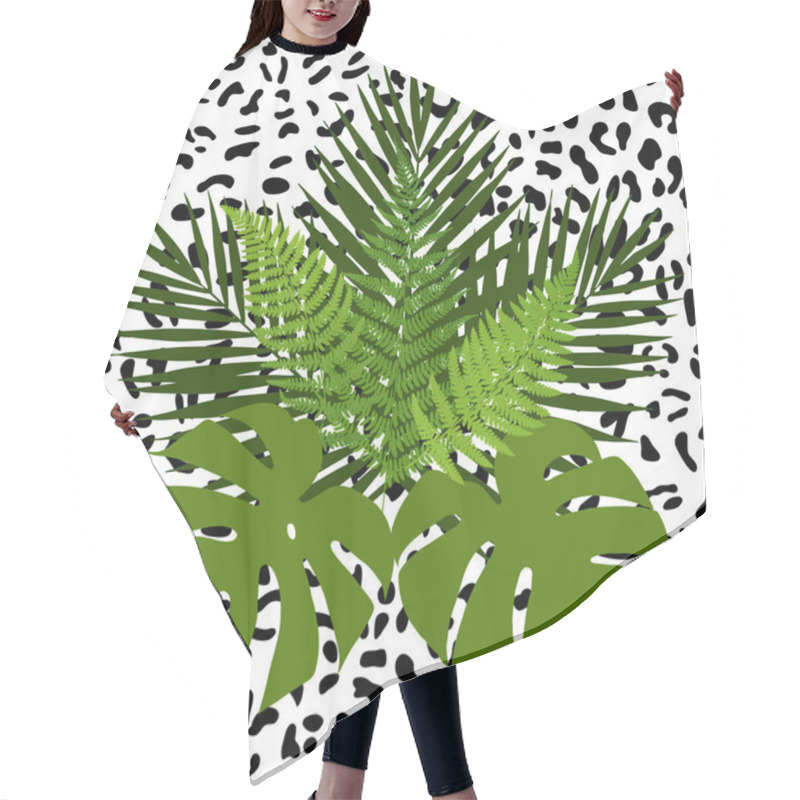 Personality  Tropical Leaves And Animal Skin Seamless Pattern. Vector Illustration. Hair Cutting Cape