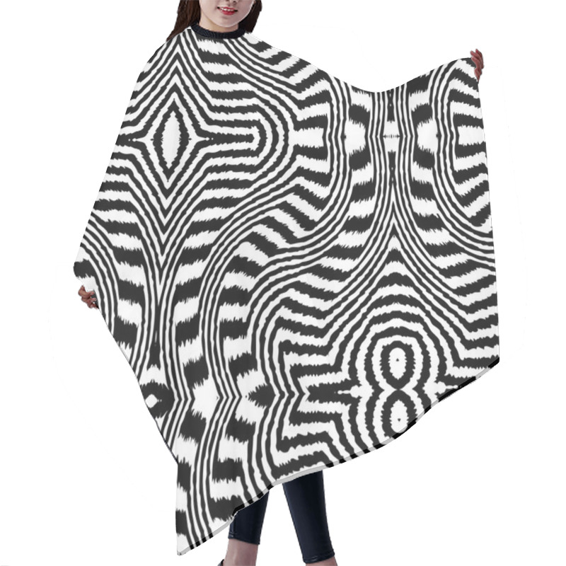 Personality  Black And White Abstract Seamless Pattern. Hair Cutting Cape