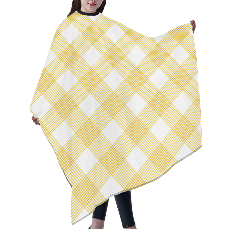 Personality  Yellow And White Striped Gingham Tile Pattern Repeat Background Hair Cutting Cape